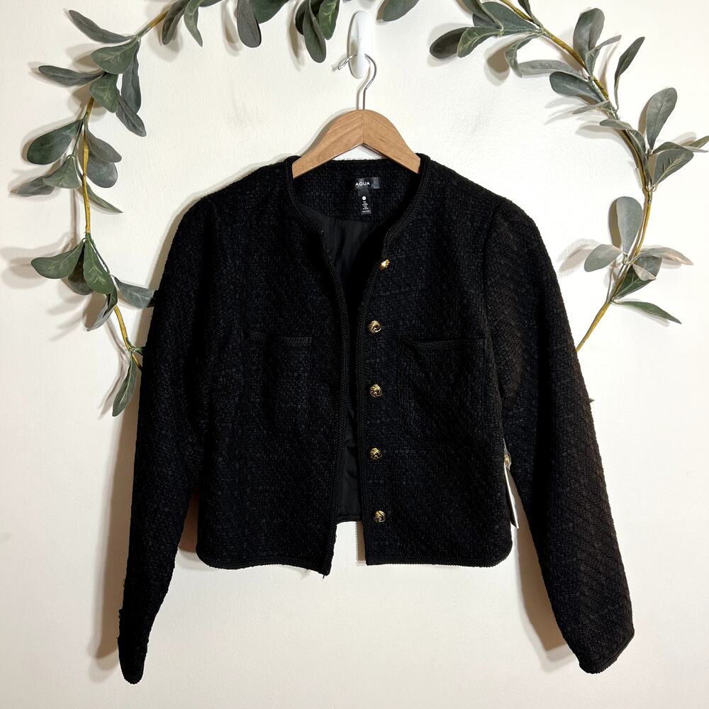 NWT Aqua Black Tweed Jacket
